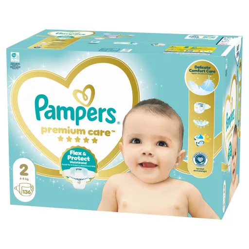 Pampers Premium Care Pelenka, Méret: 2, 136 db, 4kg-8kg