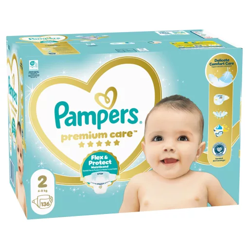 Pampers Premium Care Pelenka, Méret: 2, 136 db, 4kg-8kg
