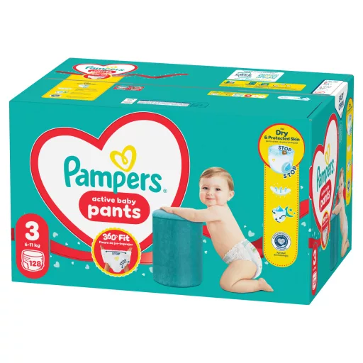 Pampers Active Baby Bugyipelenka, Méret 3, 128 Bugyipelenka, 6kg-11kg