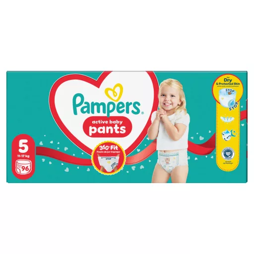 Pampers Active Baby Bugyipelenka, Méret: 5, 96 db Pelenka, 11kg-17kg