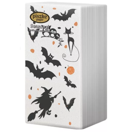 Piszke szalvéta 25db-os 2 rétegű Seasonal Halloween – Boszorkány és macska mintás