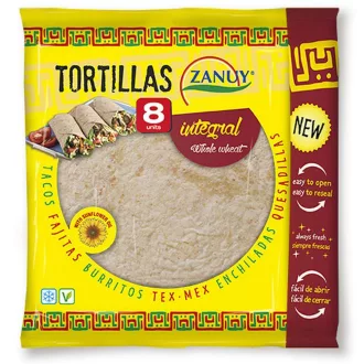Zanuy tortilla 320g 8db 20cm teljes kiőrlésű búza