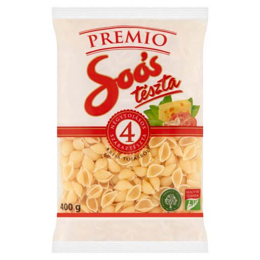 Soós Premio kagyló négytojásos száraztészta 400 g