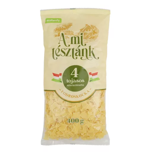 A mi tésztánk száraztészta 400g Fodroskocka 4 tojásos