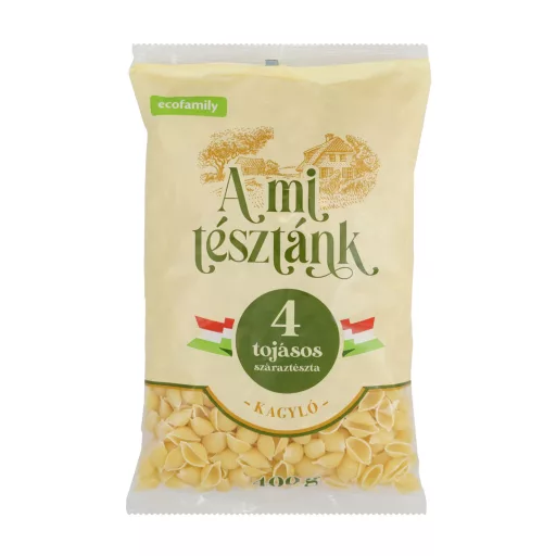 A mi tésztánk száraztészta 400g Kagyló 4 tojásos