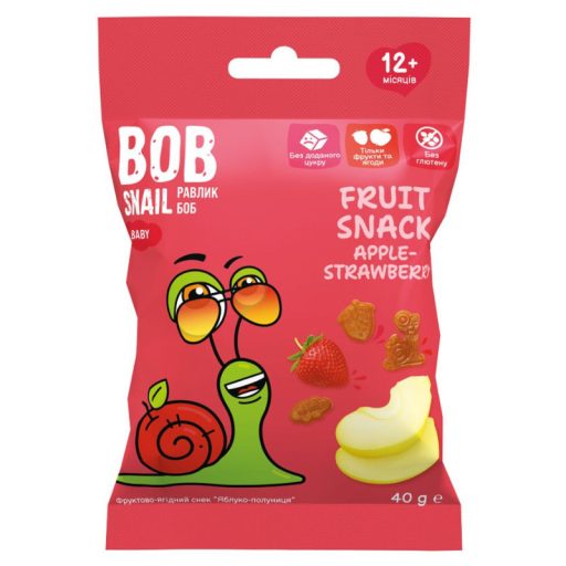 Bobsnail gyümölcs snack 40g alma-eper