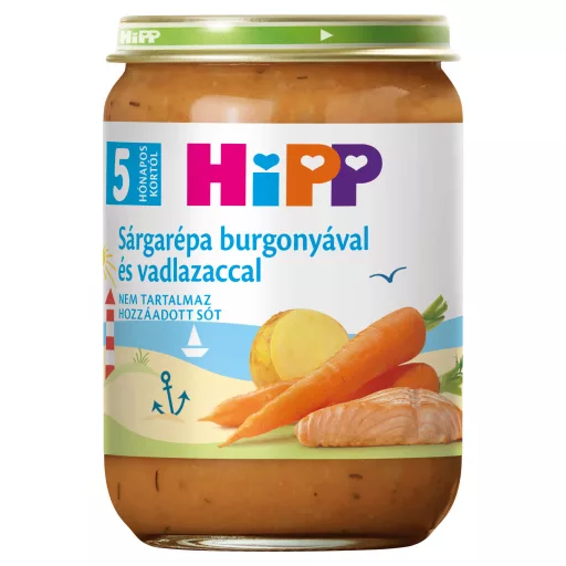 HiPP sárgarépa burgonyával és vadlazaccal bébiétel 5 hónapos kortól 190 g