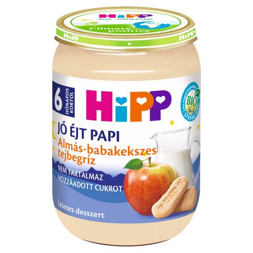 HiPP Jó Éjt Papi BIO almás-babakekszes tejbegríz bébidesszert 6 hónapos kortól 190 g