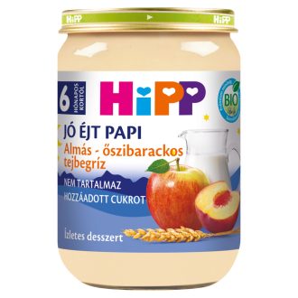   HiPP Jó Éjt Papi BIO almás-őszibarackos tejbegríz bébidesszert 6 hónapos kortól 190 g