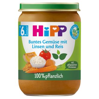   HiPP bio zöldségek lencsével, zöldséggel és rizzsel bébiétel 6 hónapos kortól 190 g