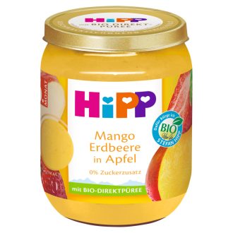   HiPP bio gyümölcskészítmény alma mangóval és eperrel bébidesszert 6 hónapos kortól 160 g