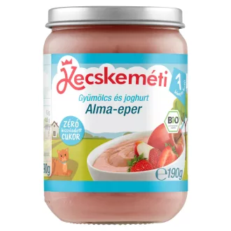   Kecskeméti bio gyümölcs és joghurt alma-eper bébidesszert 7 hónapos kortól 190 g