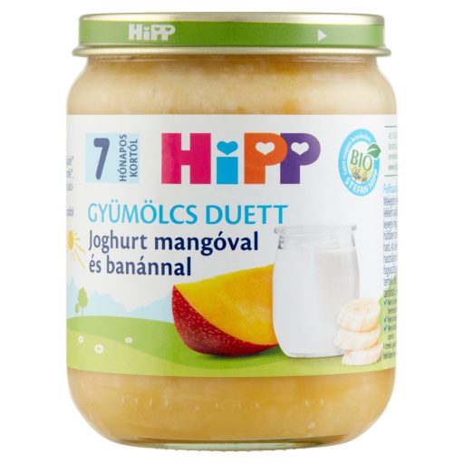 HiPP Gyümölcs Duett BIO joghurt mangóval és banánnal bébidesszert 7 hónapos kortól 160 g