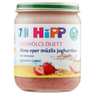   HiPP Gyümölcs Duett BIO alma-eper müzlis joghurtban bébidesszert 7 hónapos kortól 160 g