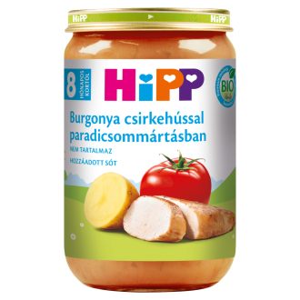   HiPP bio burgonya csirkehússal paradicsommártásban bébiétel 8 hónapos kortól 220 g
