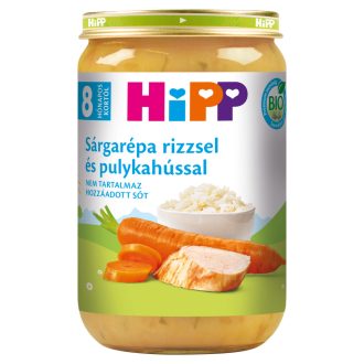   HiPP bio sárgarépa rizzsel és pulykahússal bébiétel 8 hónapos kortól 220 g