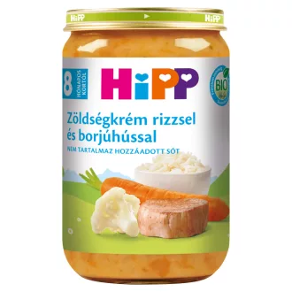   HiPP bio zöldségkrém rizzsel és borjúhússal bébiétel 8 hónapos kortól 220 g