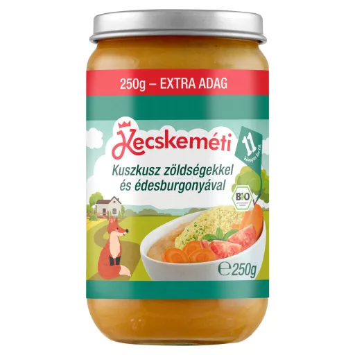 Kecskeméti bio kuszkusz zöldségekkel és édesburgonyával bébiétel 11 hónapos kortól 250 g