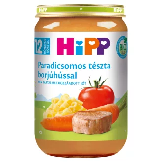   HiPP bio paradicsomos tészta borjúhússal bébiétel 12 hónapos kortól 220 g