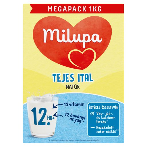Milupa natúr tejes ital tejalapú anyatej-kiegészítő tápszer 12. hó+ 2 x 500 g (1000 g)