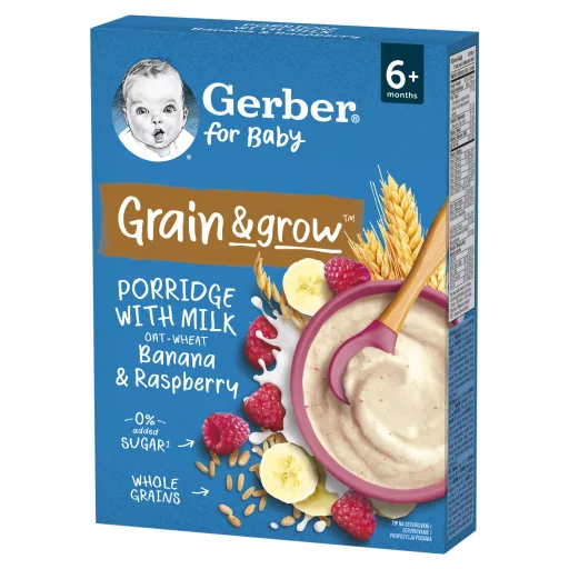 Gerber banános málnás tejpép, 6 hónapos kortól 200 g