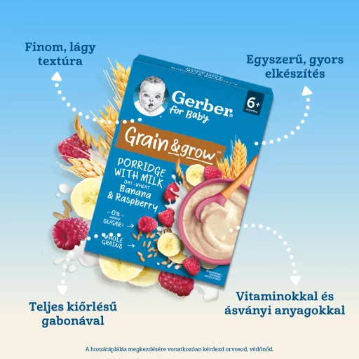 Gerber banános málnás tejpép, 6 hónapos kortól 200 g