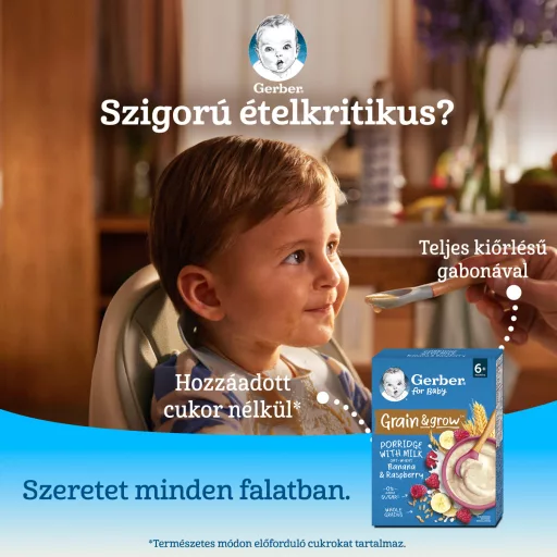 Gerber banános málnás tejpép, 6 hónapos kortól 200 g