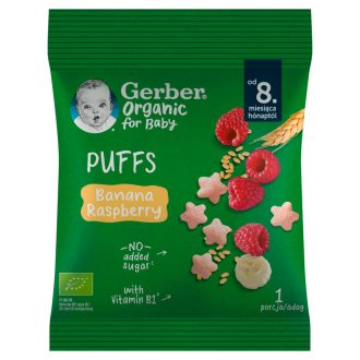   Gerber Organic banános és málnás bio gabonasnack 8 hónapos kortól 7 g
