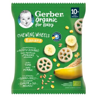   Gerber Chewing Wheels banános bio gabonasnack, 10 hónapos kortól 28 g