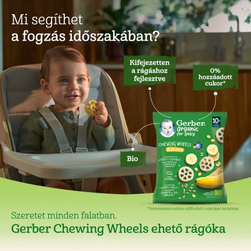 Gerber Chewing Wheels banános bio gabonasnack, 10 hónapos kortól 28 g 