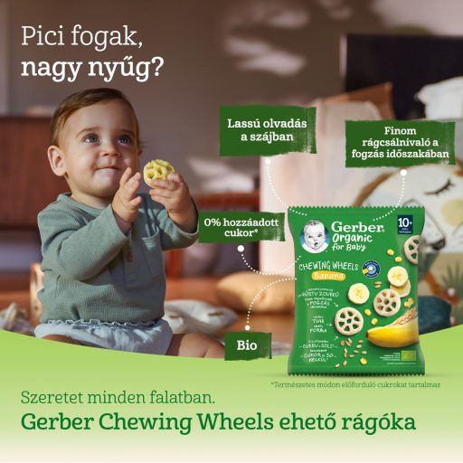 Gerber Chewing Wheels banános bio gabonasnack, 10 hónapos kortól 28 g 
