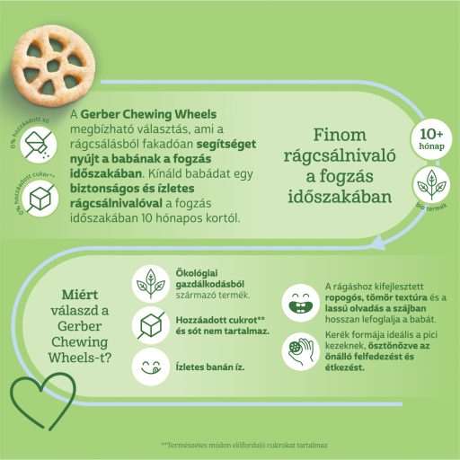 Gerber Chewing Wheels banános bio gabonasnack, 10 hónapos kortól 28 g 