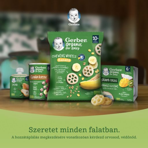 Gerber Chewing Wheels banános bio gabonasnack, 10 hónapos kortól 28 g 