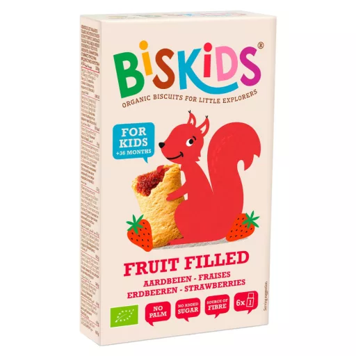 Biskids keksz 120g eperpürével töltve FF 36hó+ Bio
