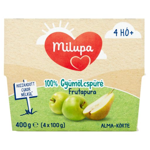 Milupa Frutapura alma-körte 100% gyümölcspüré 4 hó+ 4 x 100 g (400 g)