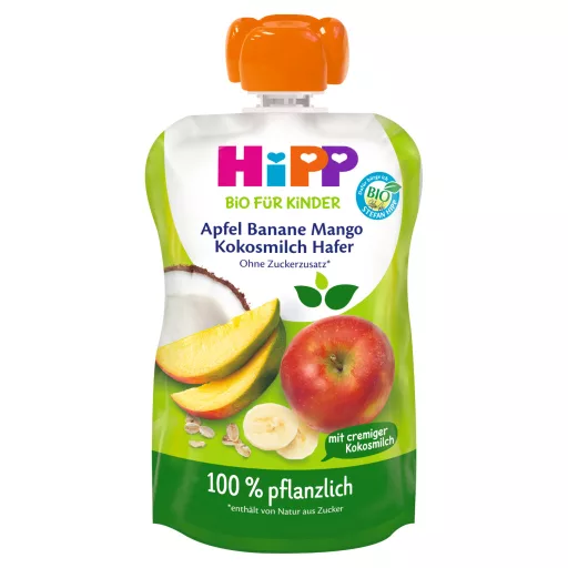 Hipp Hippis bébiétel 100g alma-banán mangó kókusztejjel és zabbal