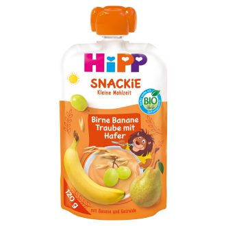   HiPP Snackie körte-banán-szőlő zabbal bio gyümölcskészítmény 1 éves kortól 120 g 