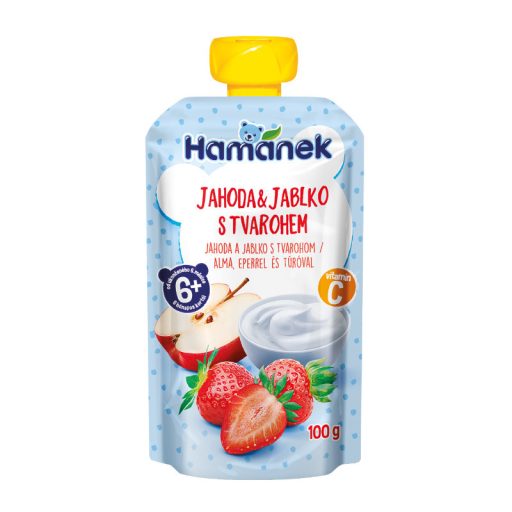 Hamánek bébi desszert 100g alma eper túró tasakos 6hó+