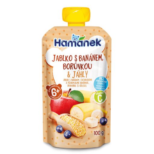 Hamánek bébi desszert 100g alma banán áfonya köles tasakos 6hó+