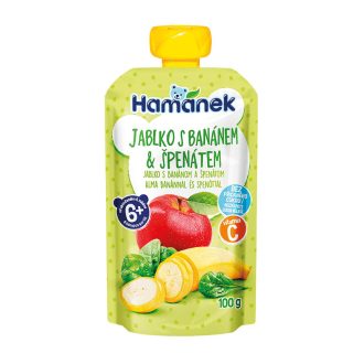   Hamánek bébi desszert 100g alma banán spenót tasakos 6hó+