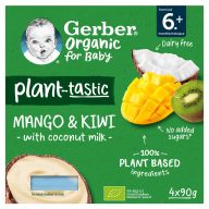   Gerber Organic kókusztej alapú mangó-kiwi ízű bio babadesszert 6 hónapos kortól 4 x 90 g (360 g)