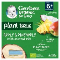   Gerber Organic kókusztej alapú alma-ananász ízű bio babadesszert 6 hónapos kortól 4 x 90 g (360 g)