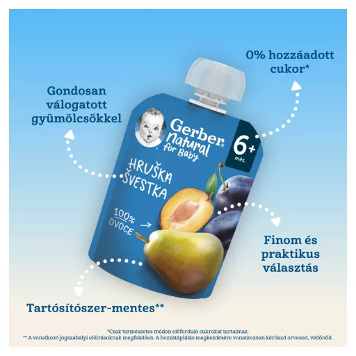 Gerber körte-szilva gyümölcspüré, 6 hónapos kortól 90 g