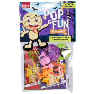   Becky's Pop & Fun Halloween pattogó cukorka szett játékokkal