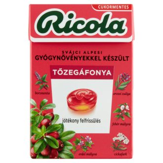   Ricola Tőzegáfonya cukormentes svájci gyógynövény cukorkák 40 g