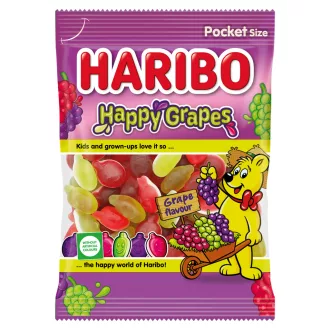   Haribo Happy Grapes gyümölcsízű gumicukorka habosított gumicukorka réteggel 80 g