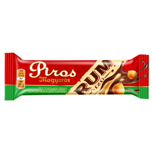 Piros Mogyorós tejcsokoládé szelet 25g rumos-mogyorós krémmel töltve