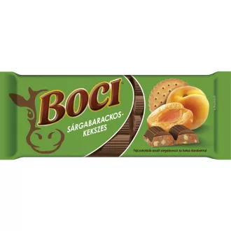 Boci táblás tejcsokoládé 90g sárgabarackos kekszes