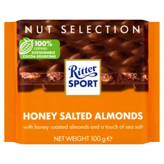   Ritter Sport tejcsokoládé pörkölt és sózott, mézes bevonatú mandulával 100 g