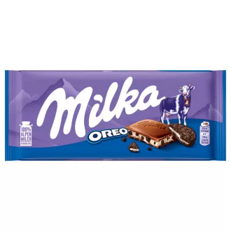   Milka Oreo alpesi tejcsokoládé kakaós kekszdarabokkal és vaníliaízű tejes krémtöltelékkel 100 g